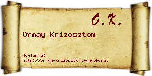 Ormay Krizosztom névjegykártya